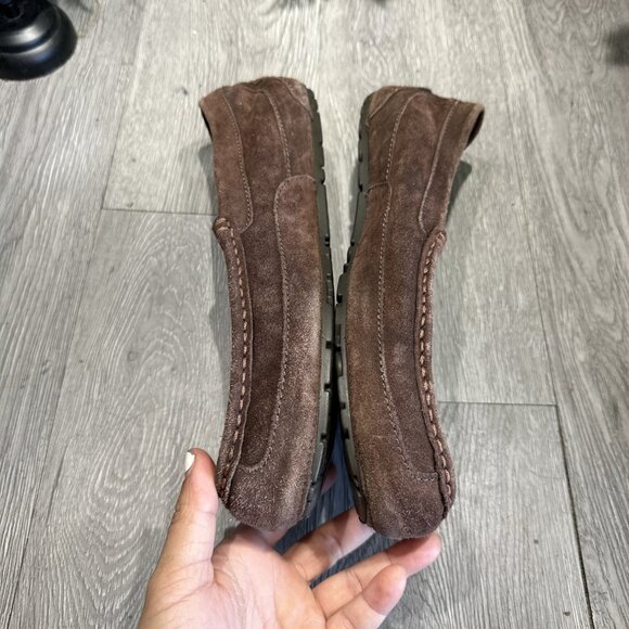 UGG Alder Indoor Outdoor Moccasin Slippers Mens Sz  11 44.5 Brown Leather Wool - Picture 10 of 10